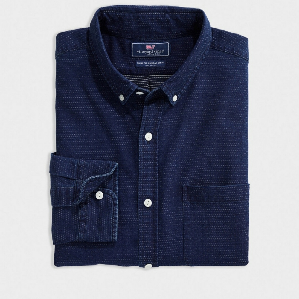 Men's XXL Vineyard Vine's Slim Fit Murray Shirt in navy blue